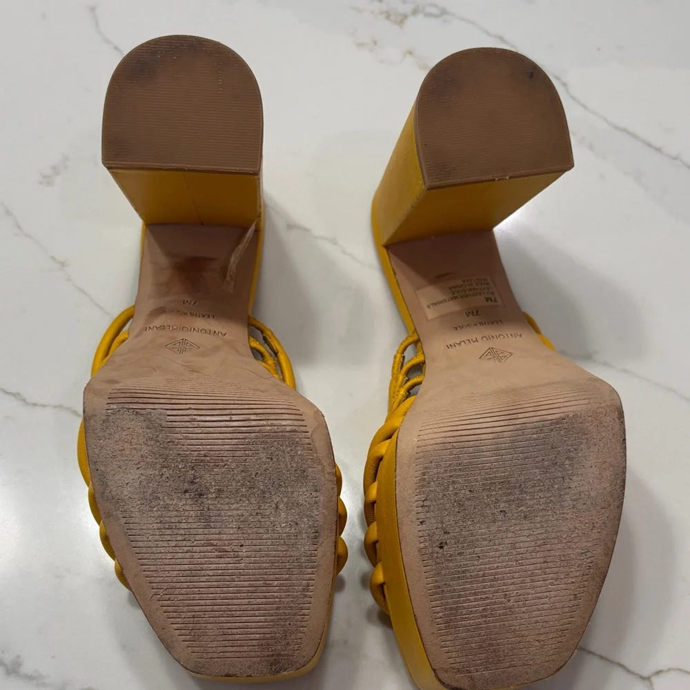 ANTONIO MELANI Yellow Multi-Strap Platform Mules